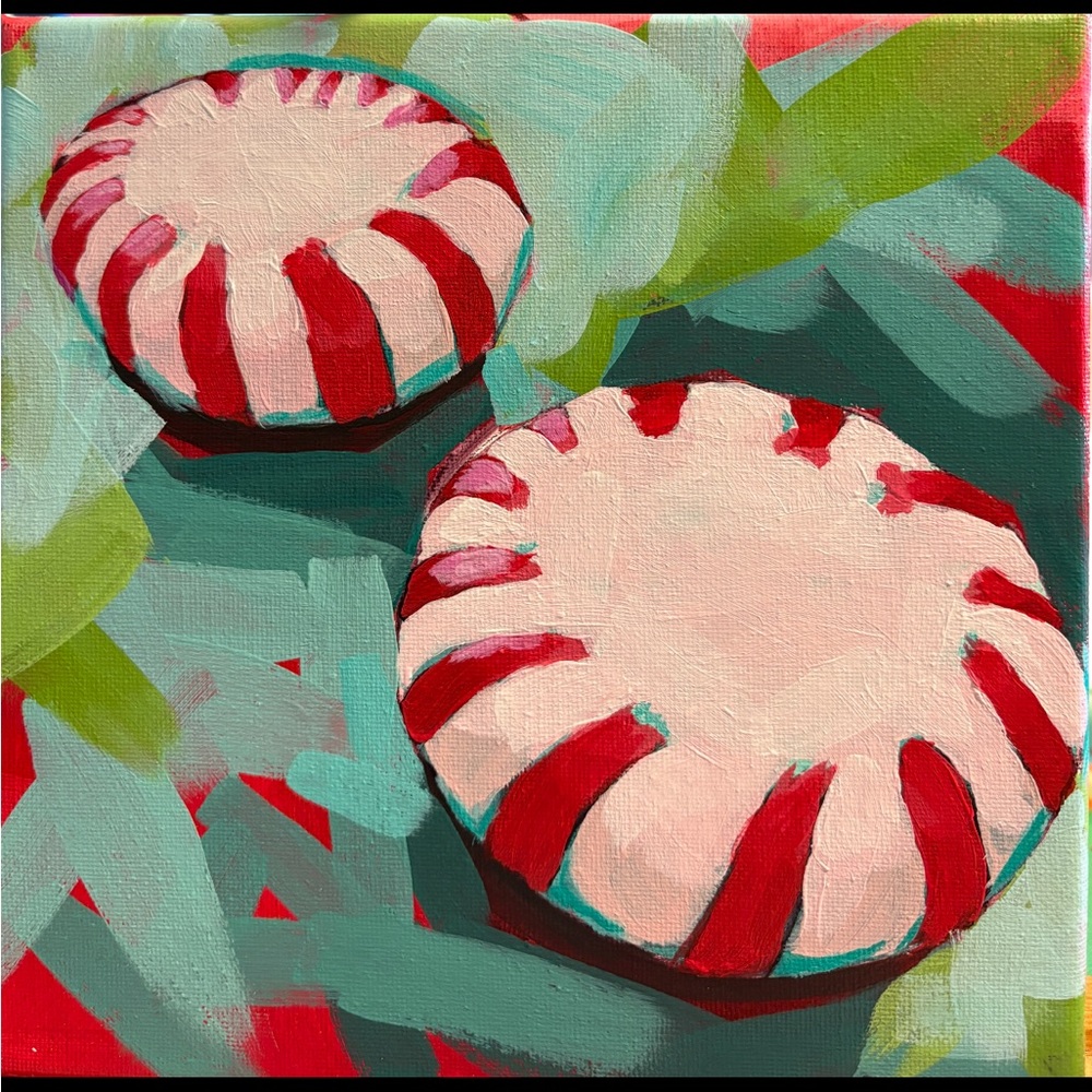 Festive Peppermint Holiday Canvas Art